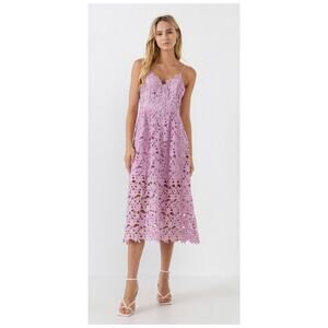 ASTR THE LABEL Endless Rose Lace MIDI Dress Lilac Size M Summer Romantic